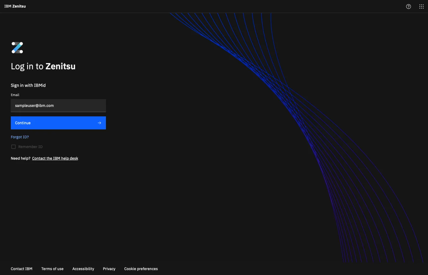 Login screen